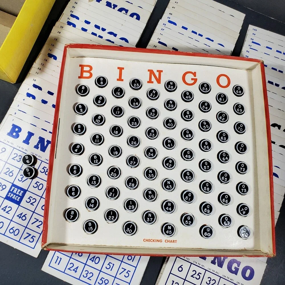 Vtg 1957 Deluxe Bingo Set w/ Magic Dispenser Whitman Publishing Complete++